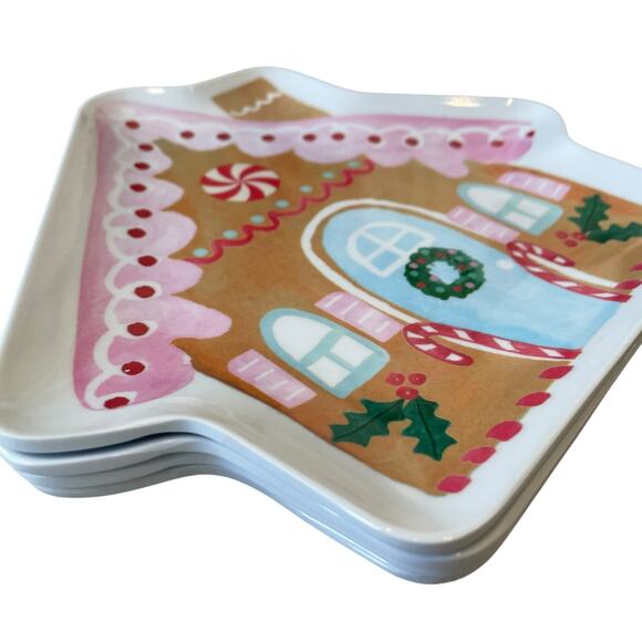 Cupcakes and Cashmere Pastel Gingerbread Shape Melamine Snack Plate Set of 4 - Picture 12 of 12